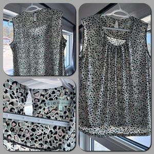 Cleo Women's Black and White Leopard Print Blouse